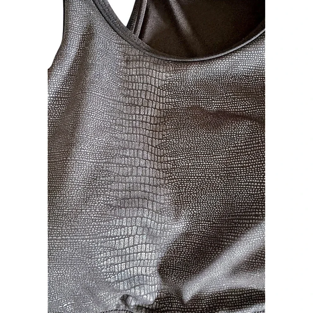 Zyia Active Sports Bra Women XXL Black Excellent Kakadu Mesh Croc High Neck